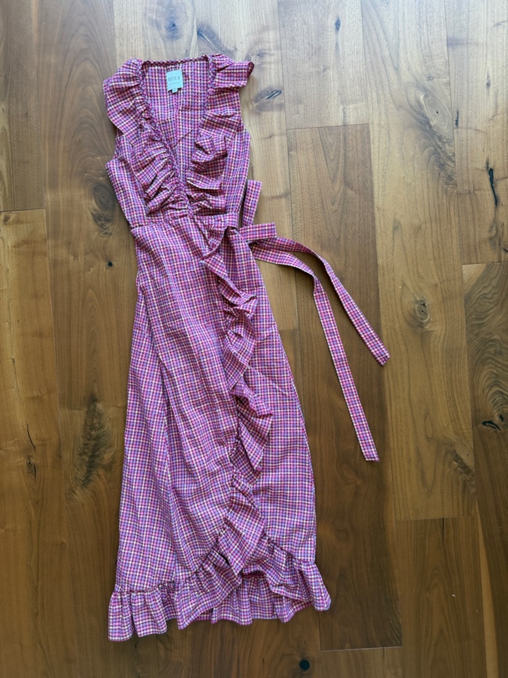 MISA Ruffled Checkered Sundress / Pink XS